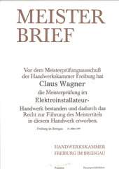 Meisterbrief Claus Wagner